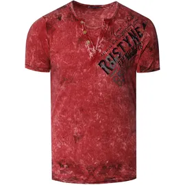 RUSTY NEAL T-Shirt RUSTY NEAL, Herren, Gr. 3XL, rot (weinrot), 100% Baumwolle, bedruckt, normal, Rundhals, Shirts T-Shirt, im coolen Used-Look-Design
