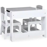 vidaXL Kindertisch mit 2 Stühlen  Weiß MDF