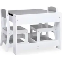 vidaXL Kindertisch mit 2 Stühlen  Weiß MDF