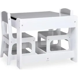 vidaXL Kindertisch mit 2 Stühlen  Weiß MDF