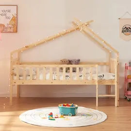 [en.casa] Hausbett Sotkamo 90 x 200 cm Kiefer natur beige