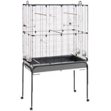 Ferplast Vogelkäfig Vogelvoliere Wellensittich Käfig Exotenkäfig, inkl. Stand mit Rädern, Vogel-Futternapf, Vogel-Sitzstangen, Schwarz, 100 x 53 x h172 cm