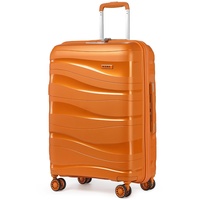 KONO Hartschalenkoffer Groß Leicht Koffer Trolley Reisekoffer mit 4 Rollen und TSA Schloss, 76x50x31cm, 100Liter, Zwillingsrollen Polypropylen Rollkoffer (Orange, XL)