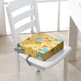 Surwin Rutschfeste Sitzerhöhung Stuhl Kind Sitzkissen Stuhl mit Sicherheits Schnalle, 3D-Cartoon Tier Sitzkissen Kinder Tragbare Sitzerhöhung Waschbar Sitzhilfe (Zoo,32x32x8cm)