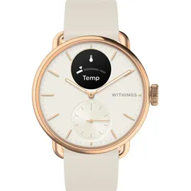 Withings ScanWatch 2 38 mm perl weiß/rosegold, Sport Fluorelastomer-Armband weiß/rosegold