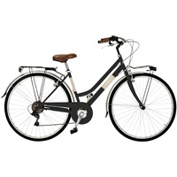 Airbici 603AC Damenfahrrad Citybike 28 Zoll | Fahrrad Damen Retro Cityräder City Bike 6-Gang, Stahlrahmen, Schutzbleche, LED-Licht und Gepäckträger | Fahrrad für Mädchen und Damen (Schwarz)