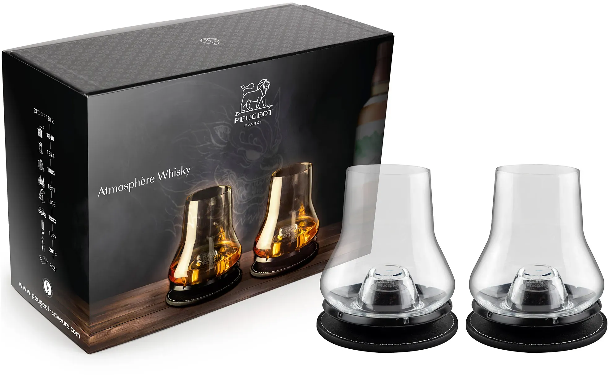 PEUGEOT Whisky-Verkostungsset ATMOSPHÈRE mit schwarzen Kühlsockeln