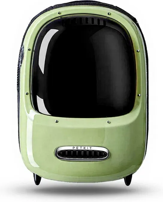 PETKIT Reise-Rucksack für Hunde und Katzen, mit eingebautem Ventilator und LED-Licht, gute Belüftung, leicht, Haustier-Raumkapsel-Rucksack, Katzen-Rucksack, Batterien nicht enthalten (Grün) Breezy 2 Grün