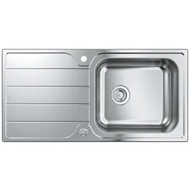 Grohe K500 Edelstahlspüle mit Abtropffläche, (langlebige Oberfläche, Schnellbefestigungssystem, Satin Finish), Edelstahl