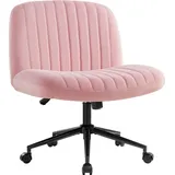 IntimaTe WM Heart IWMH Bürostuhl ohne Armlehnen, Drehstuhl mit Rollen, Höhenverstellbar Schreibtischstuhl, Computerstuhl mit Stoffpolsterung,Lesesessel mit breiterem Kissen zum Sitzen im Schneidersitz (Pink mit