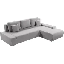 Juskys Sofa Iseo Rechts mit Schlaffunktion - Stoff Couch L Form für Wohnzimmer - Hellgrau