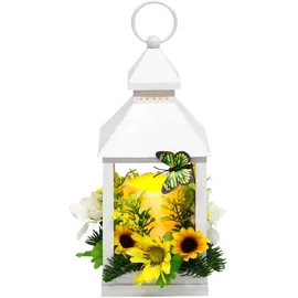 I.GE.A. Kerzenleuchter Laterne mit Sonnenblume Schmetterling Gelb