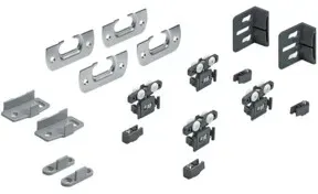 Hettich Schiebetürbeschläge Set,SysLine S,9136103 2-T.,für einlieg. Türen 15kg