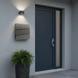 Relaxdays Briefkasten mit Zeitungsfach, HxBxT: 37,5x35,5x10,5 cm, DIN C4, wetterfest, 4 Schlüssel, Postkasten, anthrazit