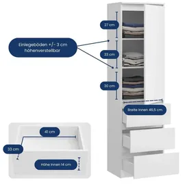 home collective Kleiderschrank 50 x 40 x 180 cm Weiß