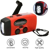 Solar Radio, Multifunktion Tragbares Outdoor Radio Kurbelradio mit AM/FM Wetter Radio, Notfall SOS Alarm (Rot) - Rot