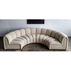 Casa Padrino Luxus Sofa Beige 330 x 170 x H. 76 cm - Gebogenes Wohnzimmer Sofa - Halbrundes Sofa - Wohnzimmer Möbel - Hotel Möbel - Luxus Möbel - Luxus Einrichtung - Wohnzimmer Einrichtung
