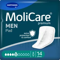 MoliCare MEN Pad 5 Tropfen Inkontinenzeinlagen für Männer, Schutz bei mäßiger Inkontinenz mit Auslaufschutz, Sofort-Trocken-Gefühl, fortschrittlicher Hautschutz, 14 Stück