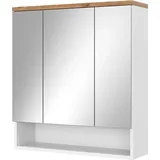 Vicco Spiegelschrank Eden, Weiß Hochglanz/Artisan-Eiche, 70 x 77.5 cm mit 3 Türen