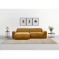 TRENDMANUFAKTUR Ecksofa Braga, mit hochwertigem Kaltschaum, L-Form, in Cord erhältlich, 2 Teile, modernes Sofa, Couch mit hohem Sitzkomfort, 255/72/160 cm (B/H/T) gelb
