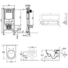 Villeroy & Boch Subway 2.0 WC-Set mit Vorwandelement und Betätigungsplatte