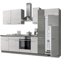 Express Küchen Plan 300 cm, weiß, Arbeitsplatte Eichefarben grau, ohne E-Geräte Küchenzeilen, Holz, EXZ300M020GT0R_1035160
