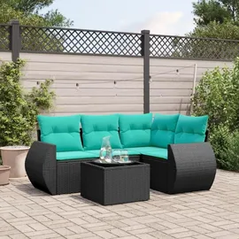 vidaXL Gartensofa-Set 5-tlg. schwarz