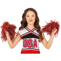 Fiestas Guirca Kostüm, Sportliche Cheerleader Pom Poms Blau Glitzernd Karneval Accessoires Pa rot