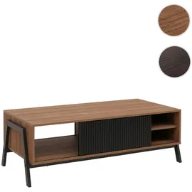 MCW Couchtisch MCW-O40, Wohnzimmertisch Sofatisch, Staufächer Schiebetür MDF Metall Melamin 42x120x60cm ~ natur