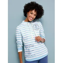 Classic Basics Sweatshirt Geringelt Aquamarin/Ecru 48