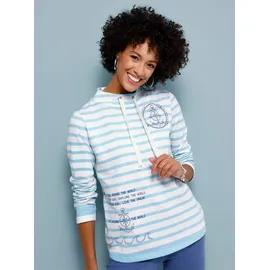 Classic Basics Sweatshirt Geringelt Aquamarin/Ecru 48