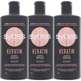 Syoss 3 x Syoss Professional Keratin Shampoo mit Blauen Lotus je 440 ml Für Empfind...
