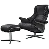 KAWOLA Sessel MODO Relaxsessel drehbar Leder schwarz mit Hocker