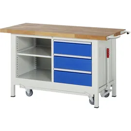 Rau Werkbank mit Fahrgestell 8462, B1500xT700xH880mm, 3x Schublade-TA