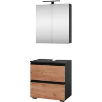 Planetmöbel Waschtischunterschrank EDA 60 cm mit Spiegelschrank Merkur anthrazit