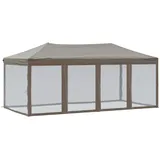 vidaXL Partyzelt Faltbar mit Seitenwänden Gartenzelt Festzelt Pavillon Zelt Gartenpavillon Gazebo Gartenlaube Bierzelt Faltzelt Camping Taupe 3x6 m