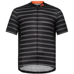 ODLO Herren Shirt Stand-up collar s/s full zip E, black - odlo graphite grey, M