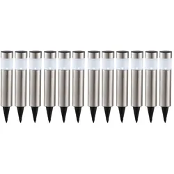 12er Set LED Edelstahl Solarleuchten, Höhe 28 cm