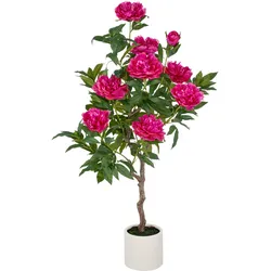 CREATIV green künstliche Pflanze Peonien Hochstamm im Kunststofftopf, 120cm, fuchsia