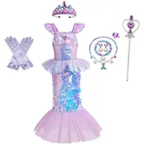 Lito Angels Prinzessin Meerjungfrau Arielle Kostüm Kleid Verkleidung mit Zubehör für Kinder Mädchen Größe 6-7 Jahre 128