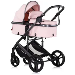 Chipolino Kinderwagen 3 in 1 Amore Babyschale Adapter Wickeltasche Fußabdeckung pink