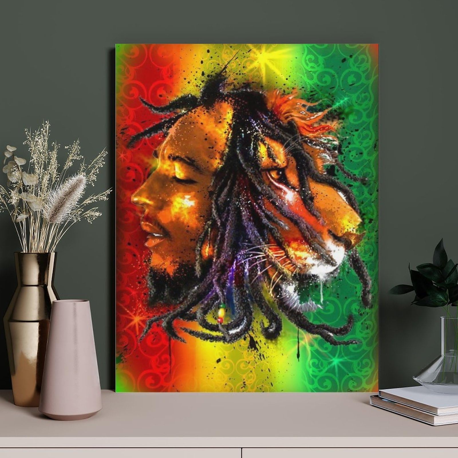 HAIDU 5D Diamond Painting Bob Marley Rock Singer,DIY Diamond Painting Stickerei Kit Round Resin Diamond Cross Stitch Home Decor(Round Diamond) 40x50cm-105