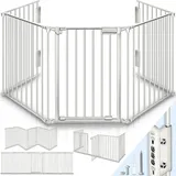 Kiduku - Kaminschutzgitter 300 cm Grau Baby Absperrgitter Ofenschutzgitter Laufstall Türschutzgitter