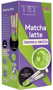 Instant–Teegetränk True English Tea Matcha Latte Banana & Vanilla, 10 Stk.