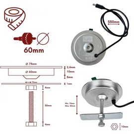 Kalb Material Für Möbel kalb 15W Einbau Ladegerät USB-C 60mm Schnell Ladestation für Smartphones Möbel Induktion Schnellladegerät Wireless Charger Platio
