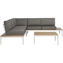 Beliani POSITANO Loungeset 5-Sitzer grau/weiß/braun