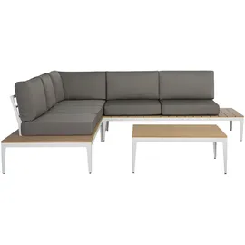 Beliani POSITANO Loungeset 5-Sitzer grau/weiß/braun