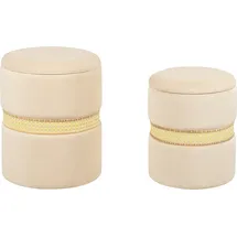 Beliani Pouf mit Stauraum Samtstoff Creme 2er Set MEDFORD