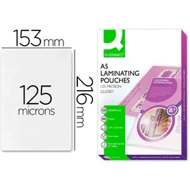 Q-Connect Heißlaminier-Folientasche, A5, 125 mym, 153 x 216mm, 100 Stück