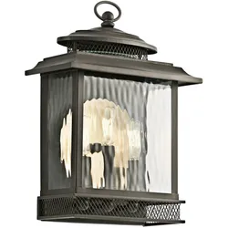 Licht-Erlebnisse Wandaußenleuchte KATALINA Farbe: Schwarz Antik Material: Stahl, Ornamentglas LE57441